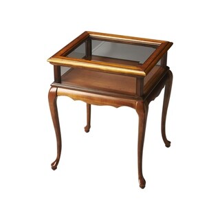 Traditional Rectangular Wooden Curio Table in Olive Ash Burl Finish ...