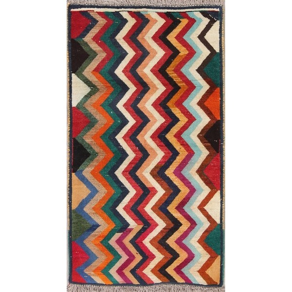 One-Of-A-Kind Gabbeh Persian Wool Hand-Knotted Oriental Area Rug - 4'7" x 2'7"