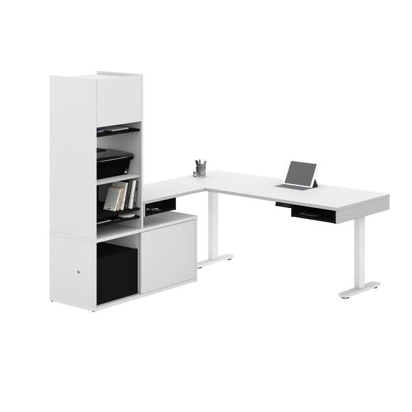 Bestar ProVega Height Adjustable LDesk with Storage Tower Overstock