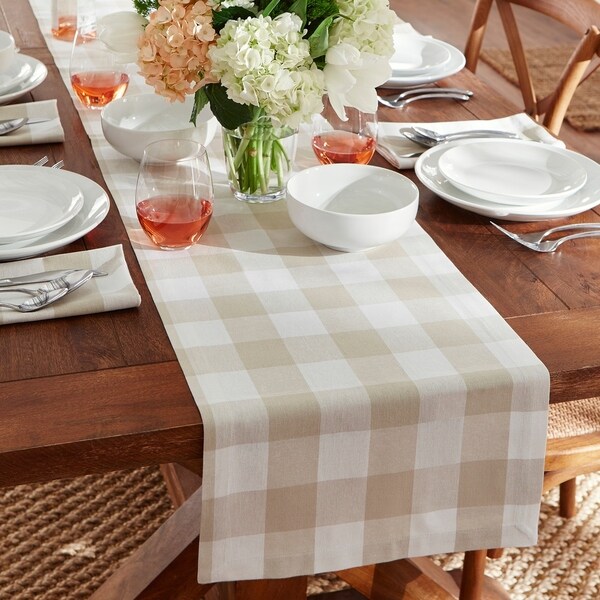 Rustic Black and Tan Check 100/% Cotton Burlap Table Runner Choice of 2 Sizes