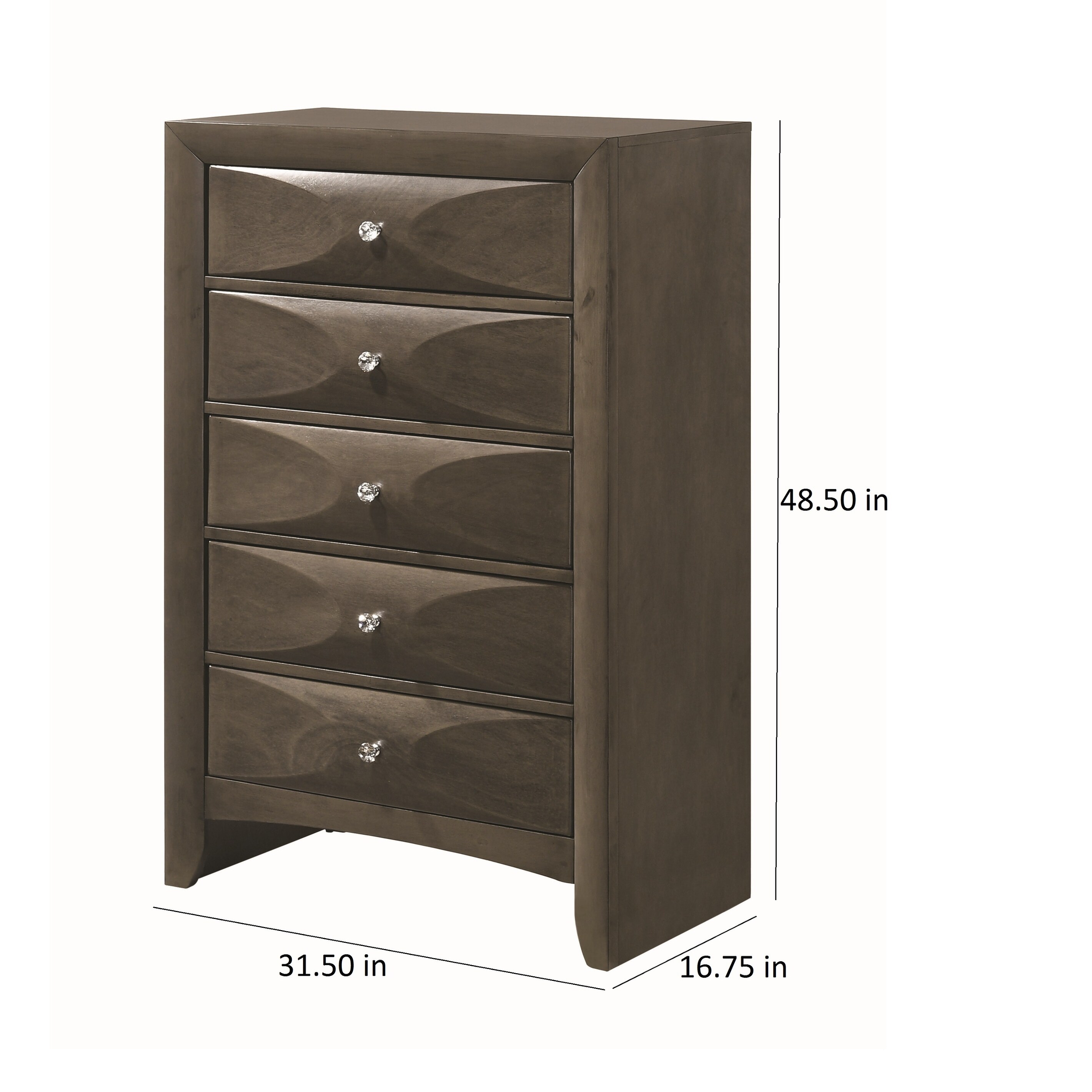 Shop Salano Mod Grey 5 Drawer Chest On Sale Free Shipping