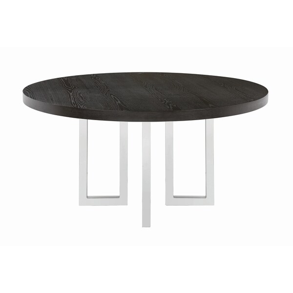 Strick & Bolton Alanis Graphite and Chrome Round Dining Table - 30" x 60". Opens flyout.