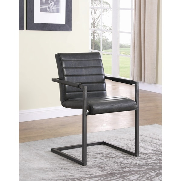 Carbon Loft Overstreet Weathered Black Upholstered Desk Chair - 21.75" x 24" x 33.50"