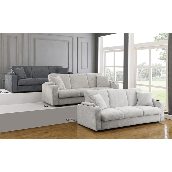Porch & Den Tina Beige Upholstered Sofa Bed - 84.50" x 34.50" x 33.75"