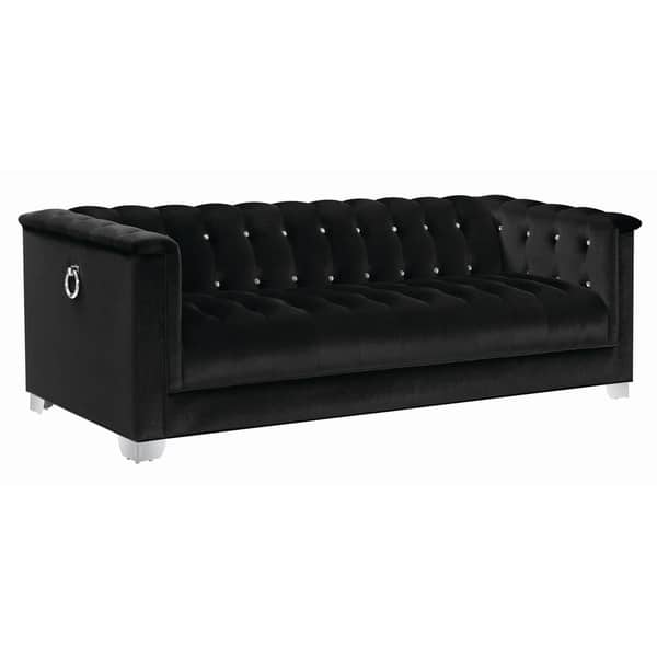 Shop Strick Bolton La Rose Black Tufted Sofa Free