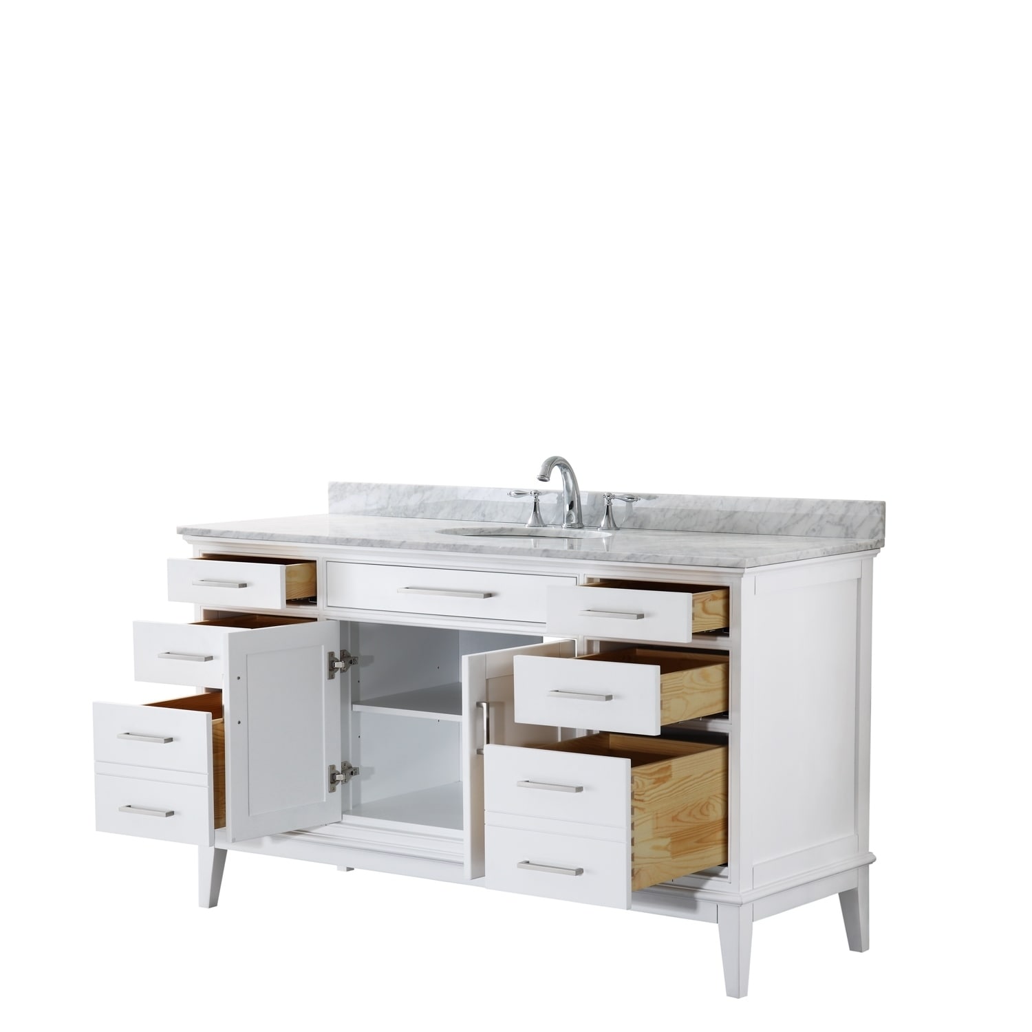 No Countertop Margate 60 Inch Single Bathroom Vanity In White No Sink And 56 Inch Mirror Bathroom Sink Vanities Accessories Bathroom Vanities Kuliahincom