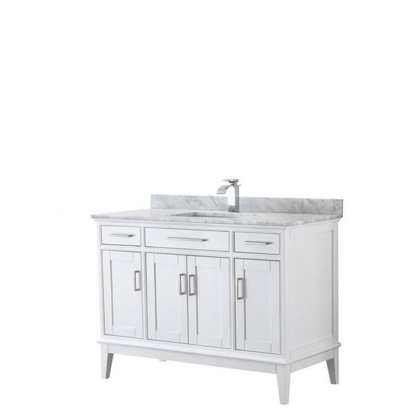 Shop Wyndham Collection Margate Wood 48 Inch Single Vanity With Carrara Marble Top With Square Sink And No Mirror Overstock 28110197 White