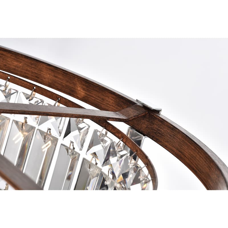 Warehouse of Tiffany Azari Imitation Woodgrain/Chrome Wood/Metal/Crystal 3-light 16-inch Chandelier