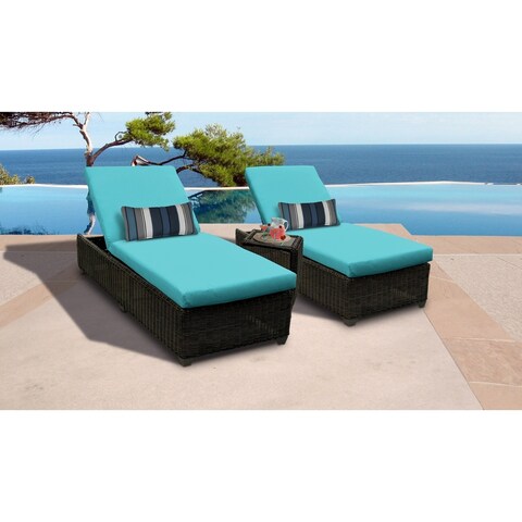 Venice Chaise Set of 2 Outdoor Wicker Patio Furniture With Side Table