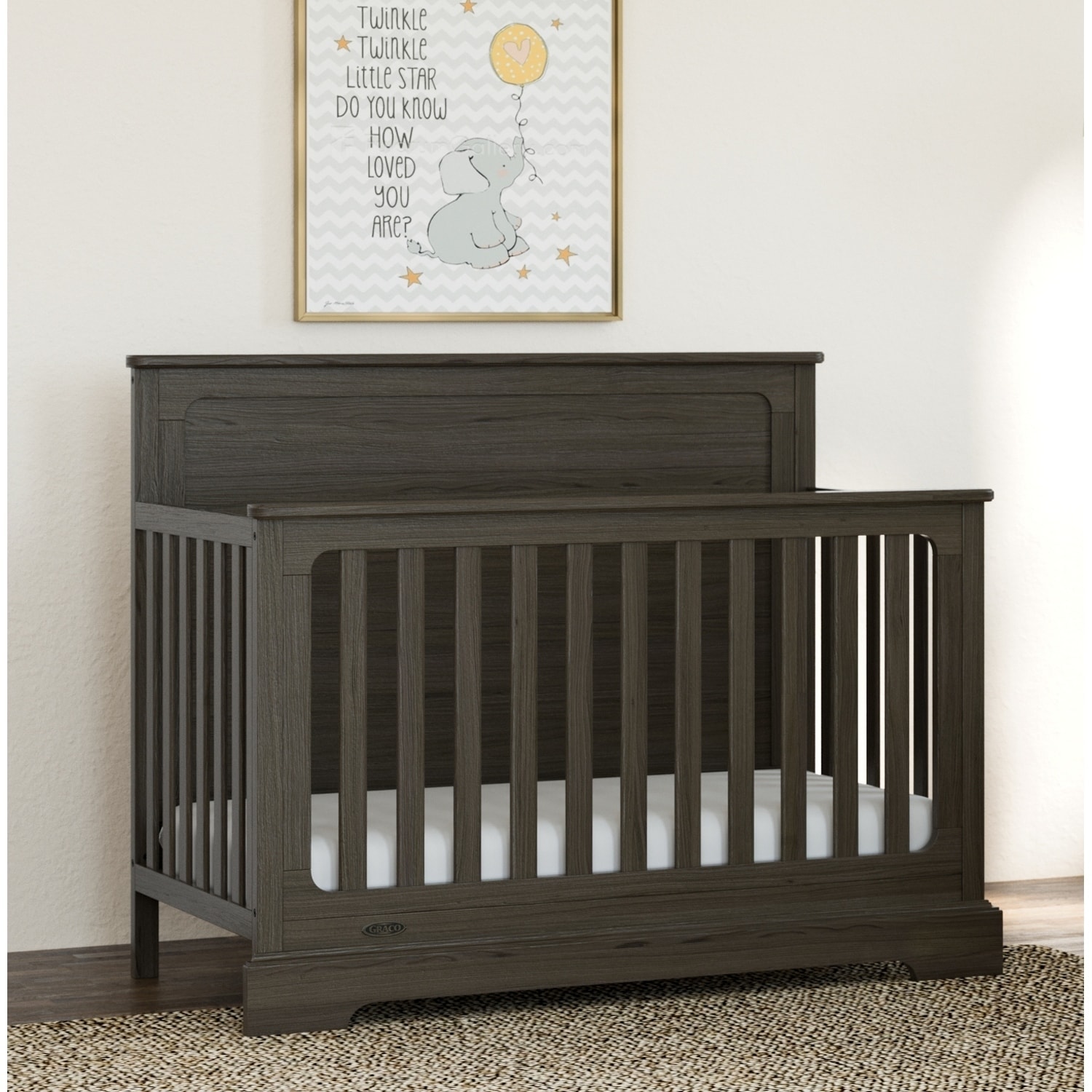 Graco Sage 4 in 1 Convertible Crib Vintage Slate Gray Easily Converts to Toddler Bed Day Bed or Full Bed Bed Bath Beyond 28110525