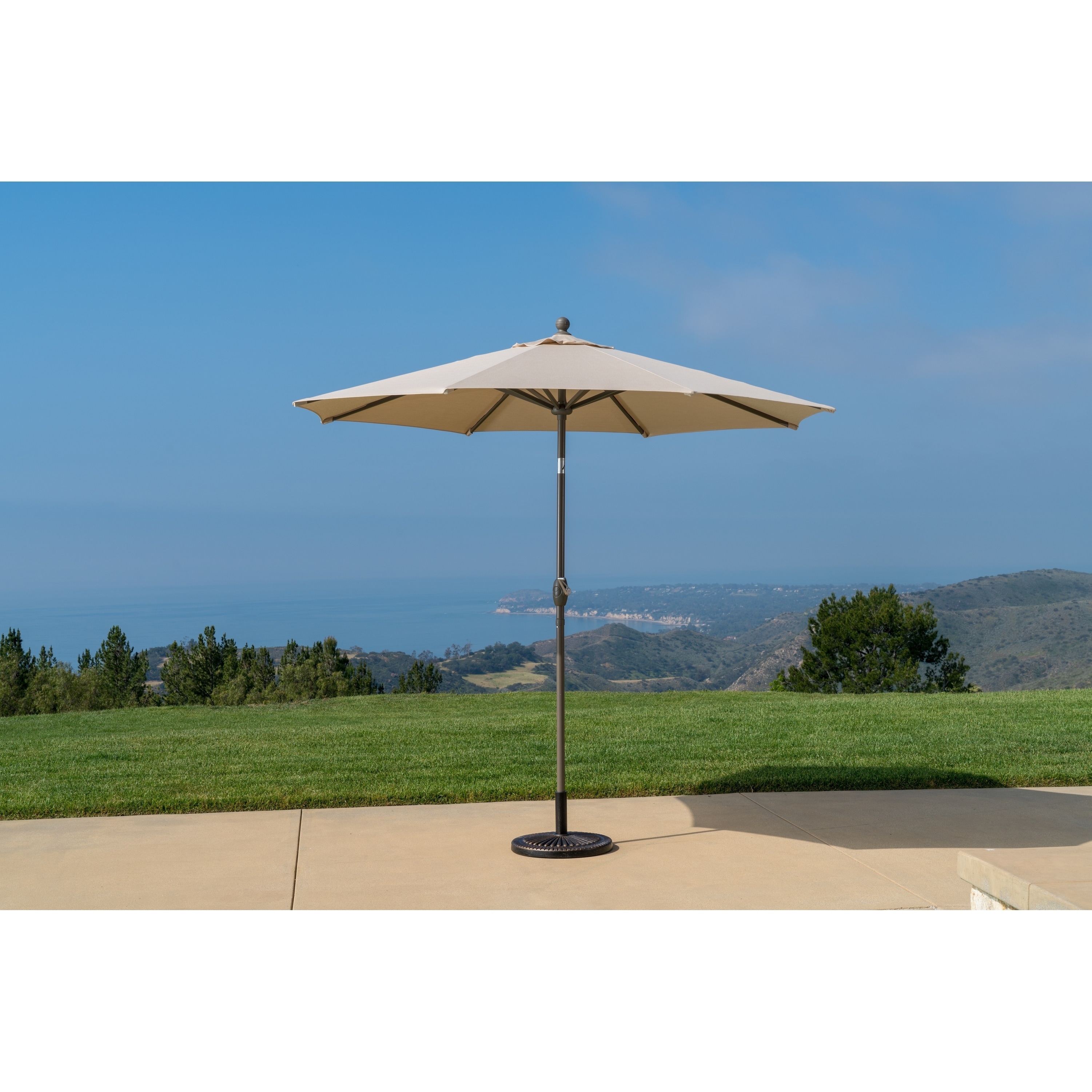 Shop Black Friday Deals On Ace Evert Inc Beige Sunbrella Fabric 9 Inch Auto Tilt Market Umbrella Overstock 28111249