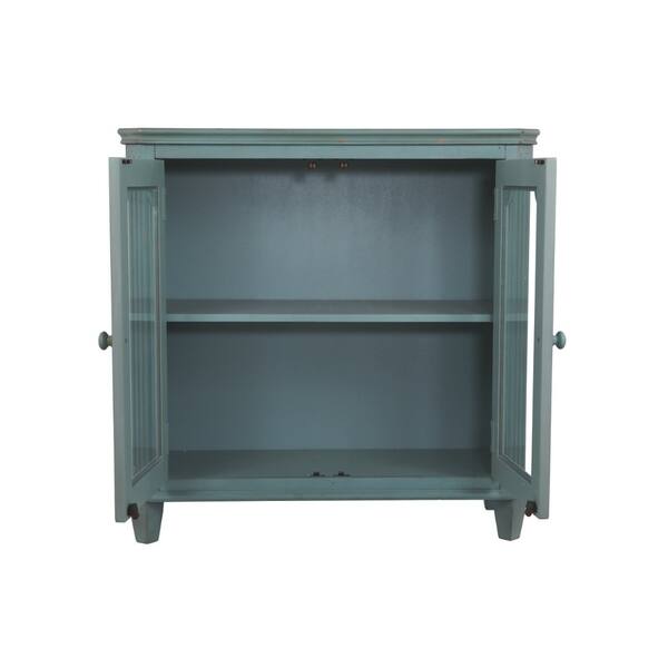 Shop Distressed Wooden Accent Cabinet With Glass Front Doors