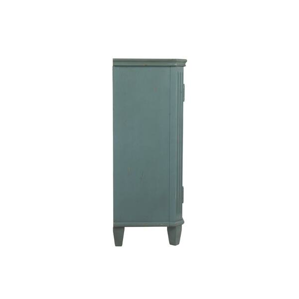 Shop Distressed Wooden Accent Cabinet With Glass Front Doors