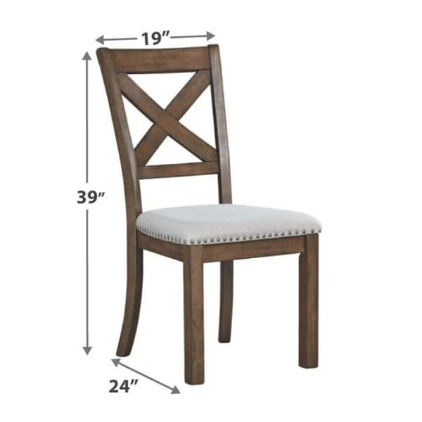 Shop Wooden Dining Side Chair With Polyester Seat And X Back Support Set Of Two Brown And Beige Overstock 28114918