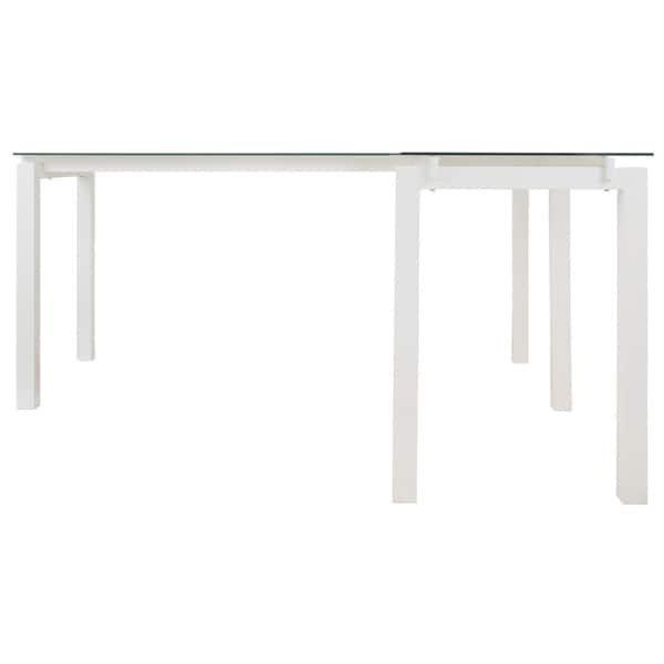 Shop Metal L Shape Desk With Frosted Glass Top And Block Legs