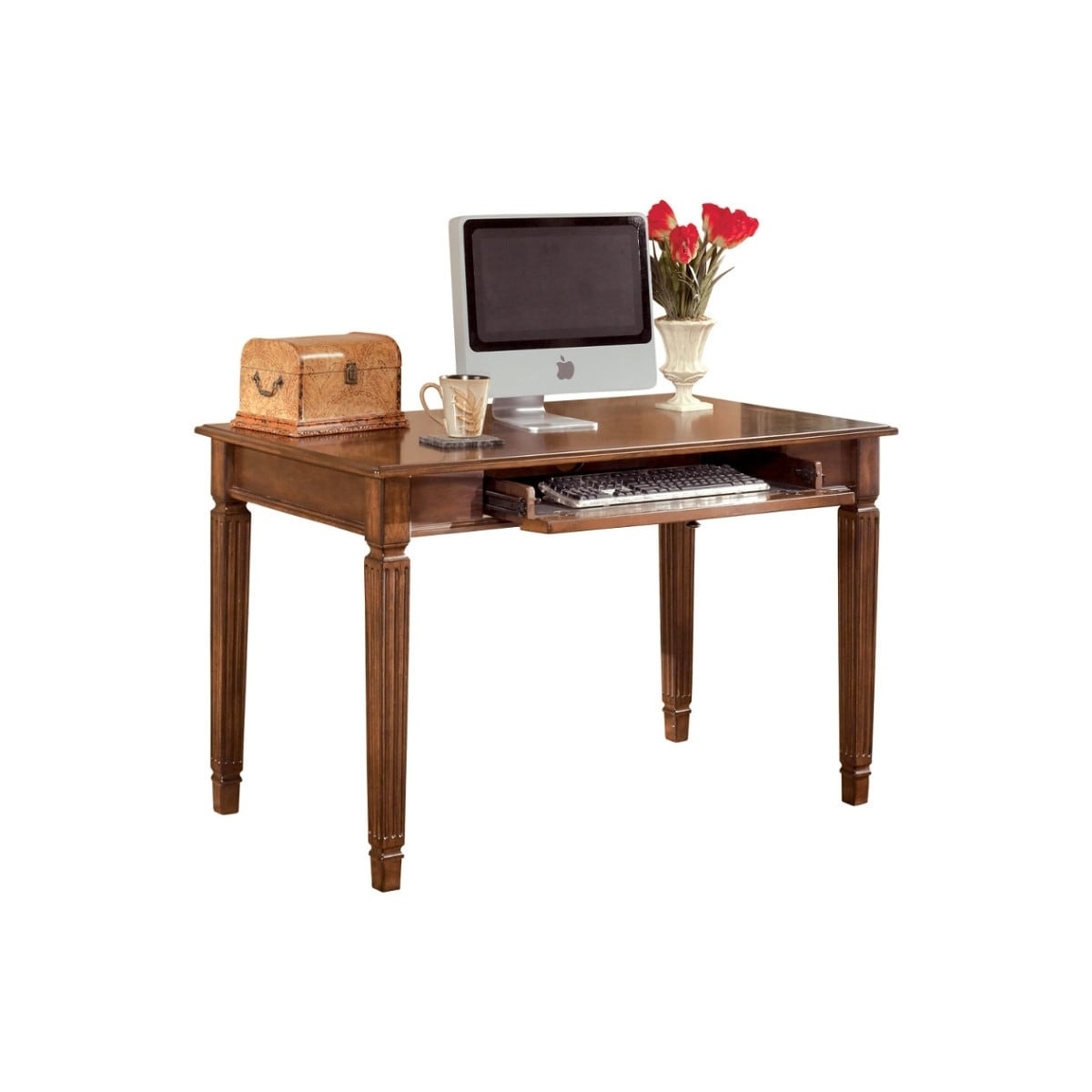 Shop Wooden Desk With Drop Down Keyboard Tray And Turned Legs