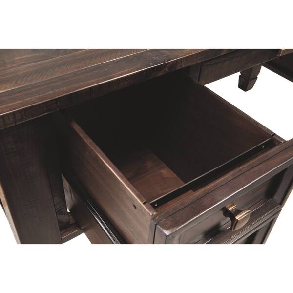 Shop Pine Wood Desk With Two Drawers And Metal Pull Out Brown And