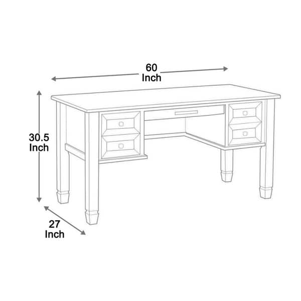 Shop Pine Wood Desk With Two Drawers And Metal Pull Out Brown And