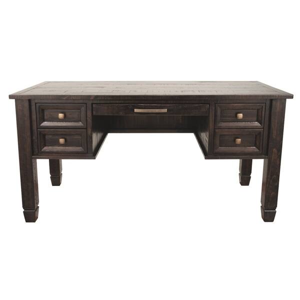 Shop Pine Wood Desk With Two Drawers And Metal Pull Out Brown And