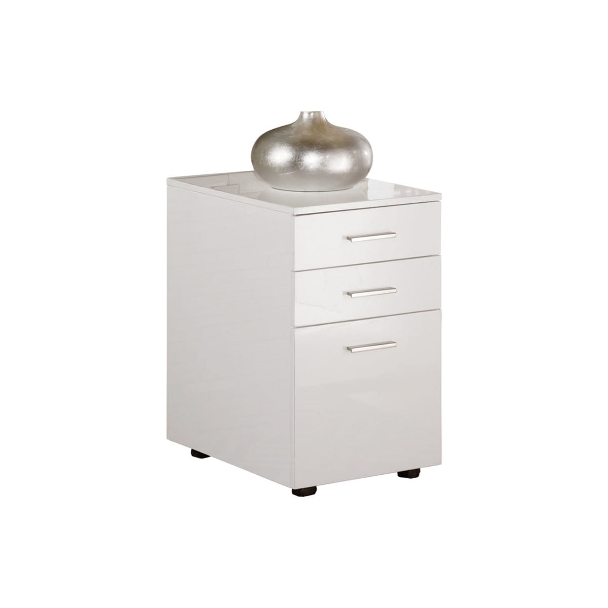 Shop Modern Three Drawers Wooden File Cabinet With Castors White