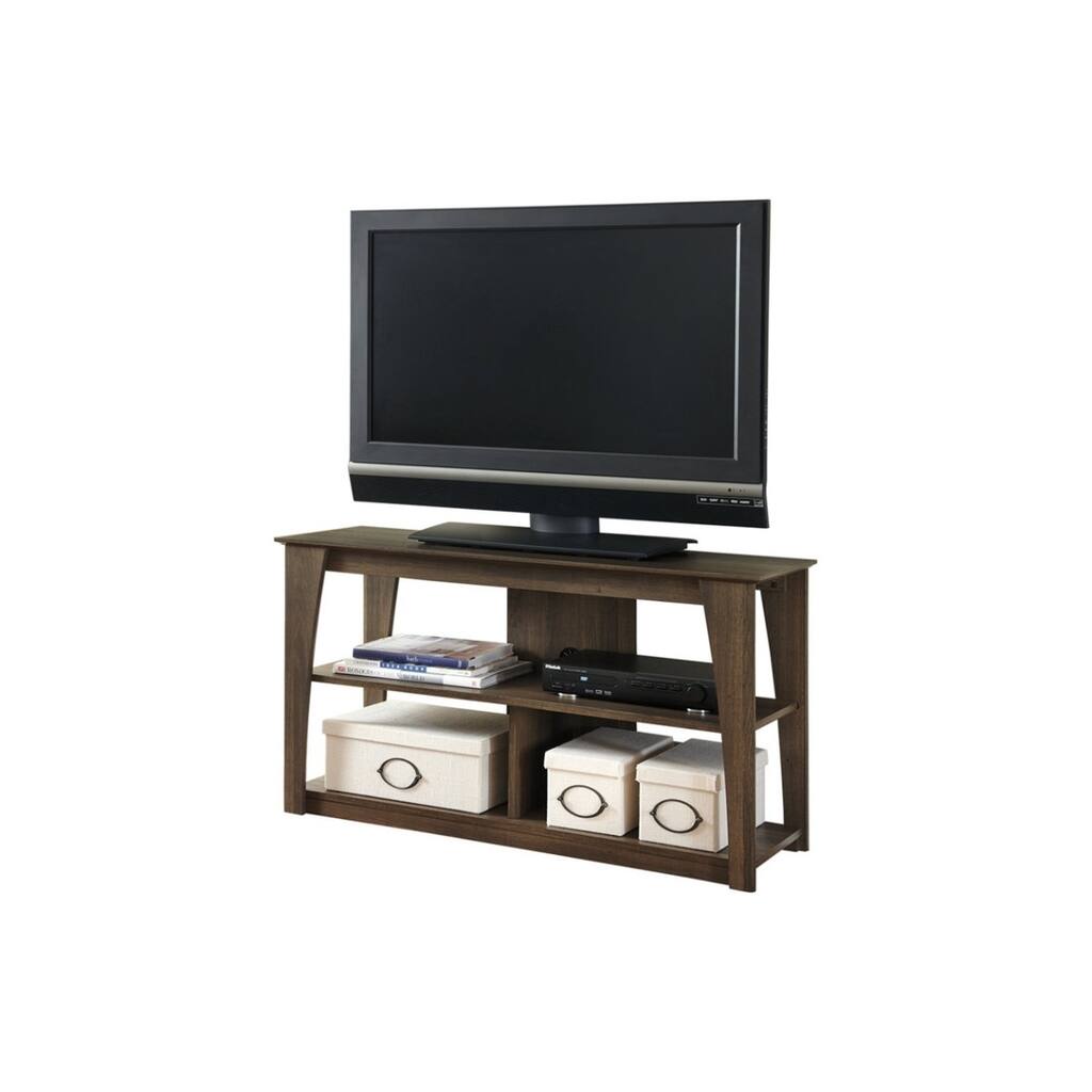 Wooden TV Stand with Two Media Cubbies, Brown
