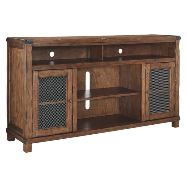 Shop Wooden Tv Stand With Fireplace Option And Wire Mesh Door