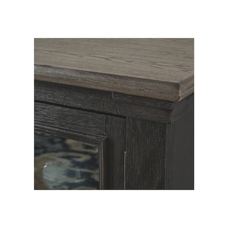 Dual Tone Wooden TV Stand with Four Cross Buck Doors Storage, Extra Large, Brown and Black