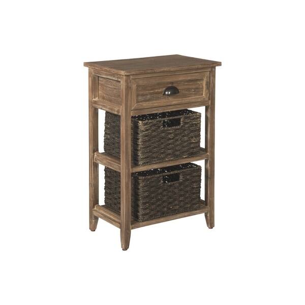 Shop Cottage Style Wooden Accent Table With Two Woven Storage