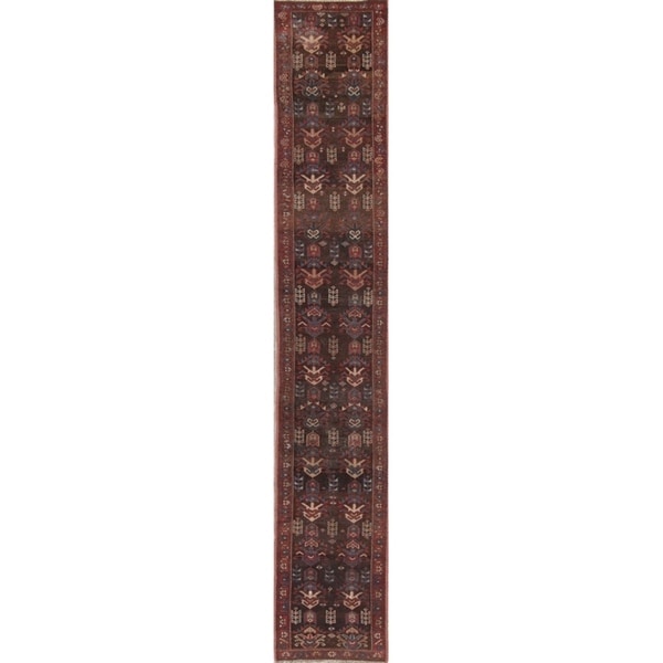 Antique Vegetable Dye Bakhshayesh Heriz Handmade Persian Runner Rug - 11'5" x 1'10" Runner