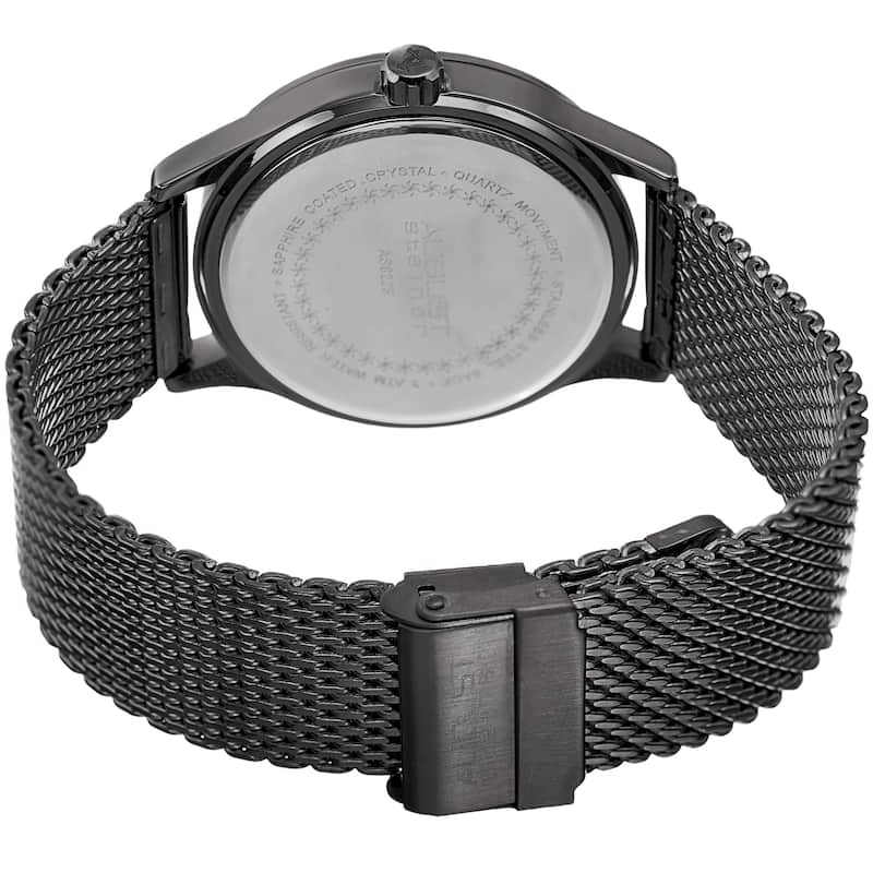 August Steiner Men's Quartz Easy-to-Read Stainless Steel Gunmetal Bracelet Watch