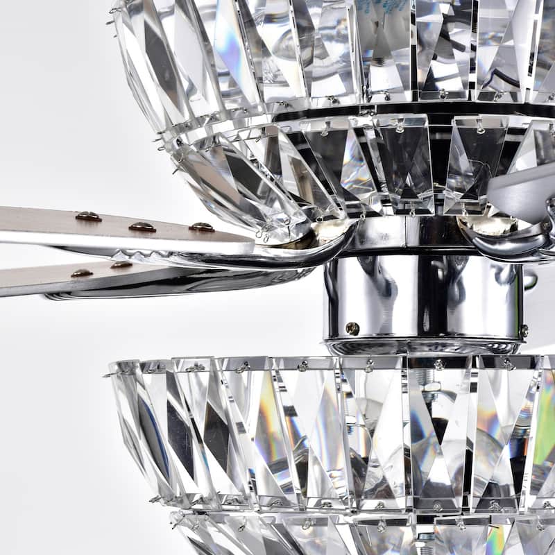 Senma Dual Lamp 52-inch 6-light Lighted Ceiling Fan with Crystal Bowl Shades (incl. Remote & 2 Color Option Blades)