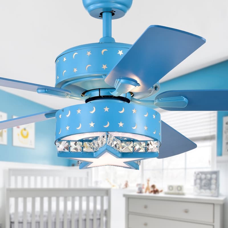Funder 52-inch Star & Crescent Childrens Room Lighted Ceiling Fan (includes Remote)