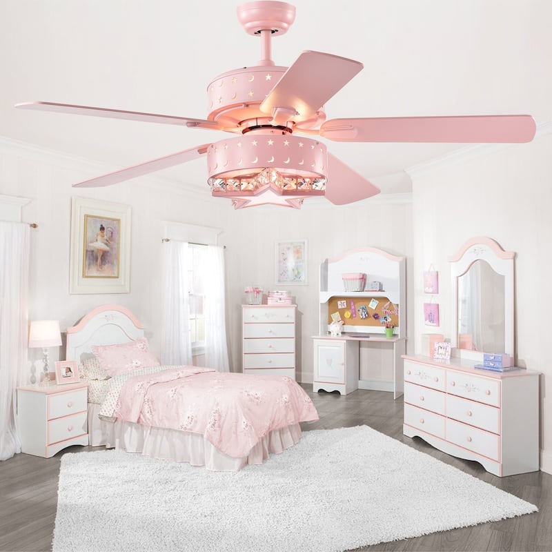 Funder 52-inch Star & Crescent Childrens Room Lighted Ceiling Fan (includes Remote)