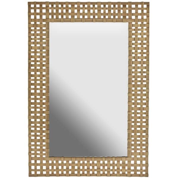 Shop Aged Brass Rectangular Decorative Wooden Wall Mirror Aged