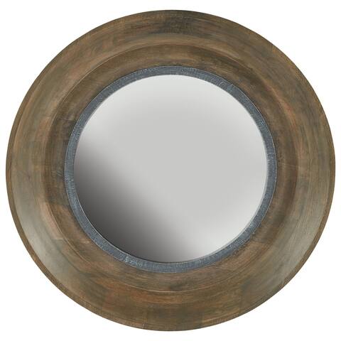 Brown Washed Wood & Iron Mirror - Washed Wood & Iron