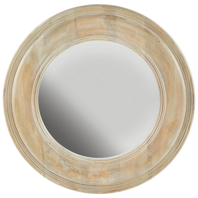 White Washed Wooden Mirror - White Washed Wood with Gold Leaf