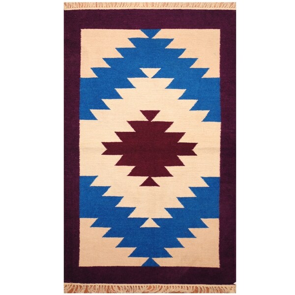 Handmade One-of-a-Kind Chenille Flatweave Rug (India) - 3'2 x 5'