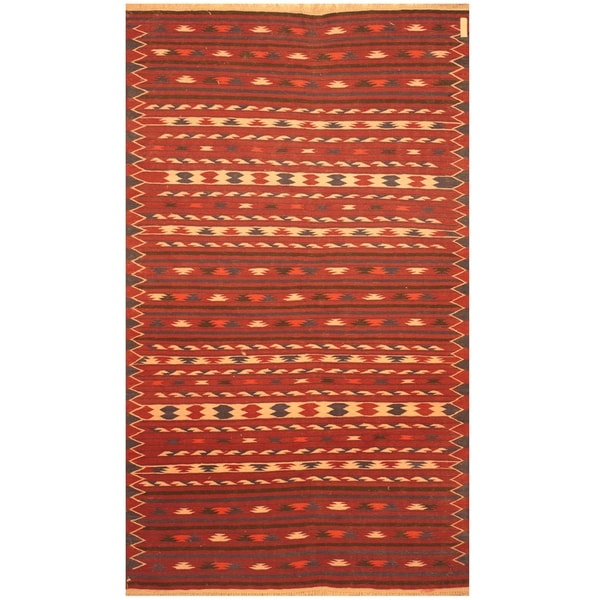 Handmade One-of-a-Kind Wool Kilim (Afghanistan) - 4' x 6'6