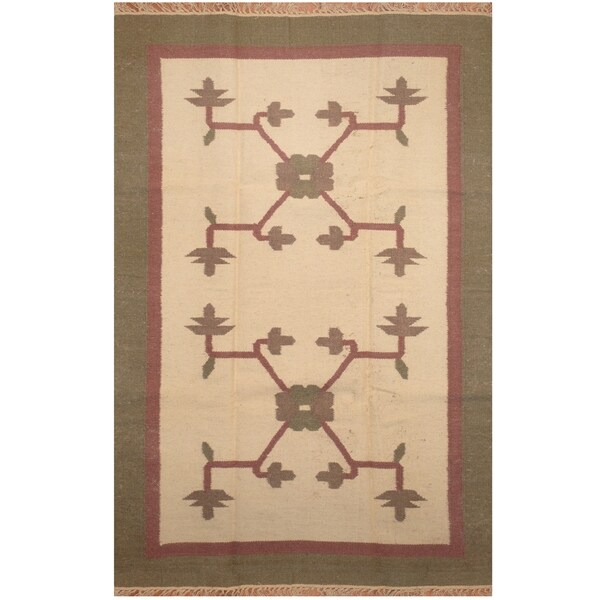 Handmade One-of-a-Kind Wool Kilim (India) - 3'10 x 6'1