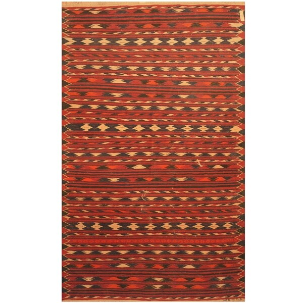 Handmade One-of-a-Kind Mimana Wool Kilim (Afghanistan) - 4' x 6'4