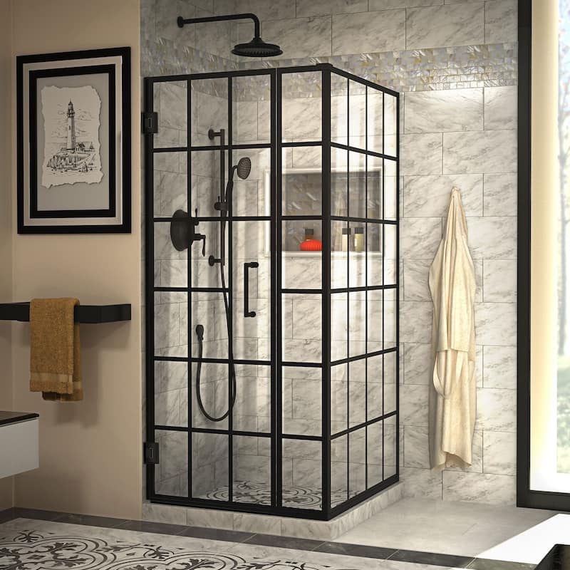 DreamLine Unidoor Toulon 34 in. D x 34 in. W x 72 in. H Frameless Hinged Shower Enclosure - 34.38" x 33.88"
