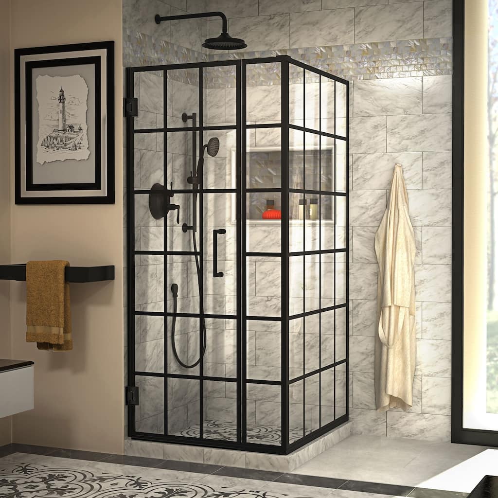 DreamLine Unidoor Toulon 34 in. D x 34 in. W x 72 in. H Frameless Hinged Shower Enclosure - 34.38" x 33.88"