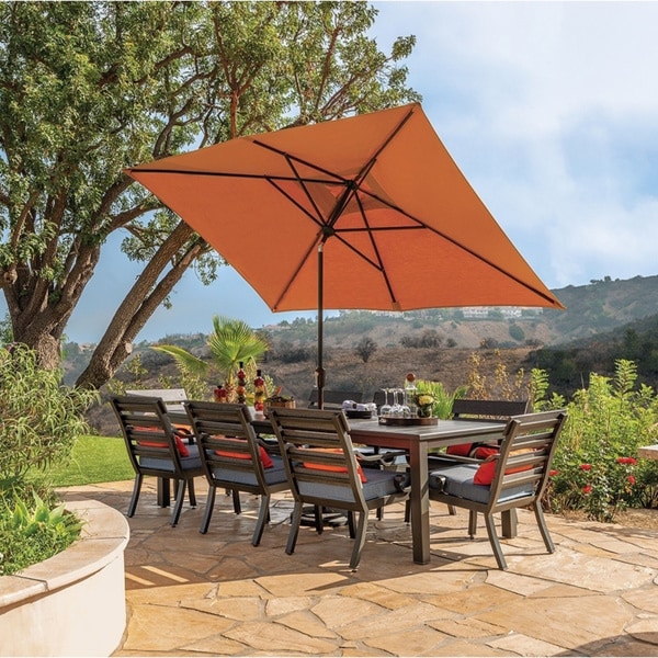 Outdoor Patio Market Umbrella Tilt Rectangular Waterproof And Durable 10x6 5 Ft