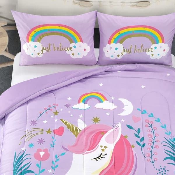 Jumeey Toddler Girls Comforter Set Twin Unicorn Bedding Set Purple Pony Rainbow Bedding Sets Twin Light Purple Lavender Comforter Set Cotton Kids Cartoon Comforter 3 Piece Home Kitchen Bedding Sostulsa Com