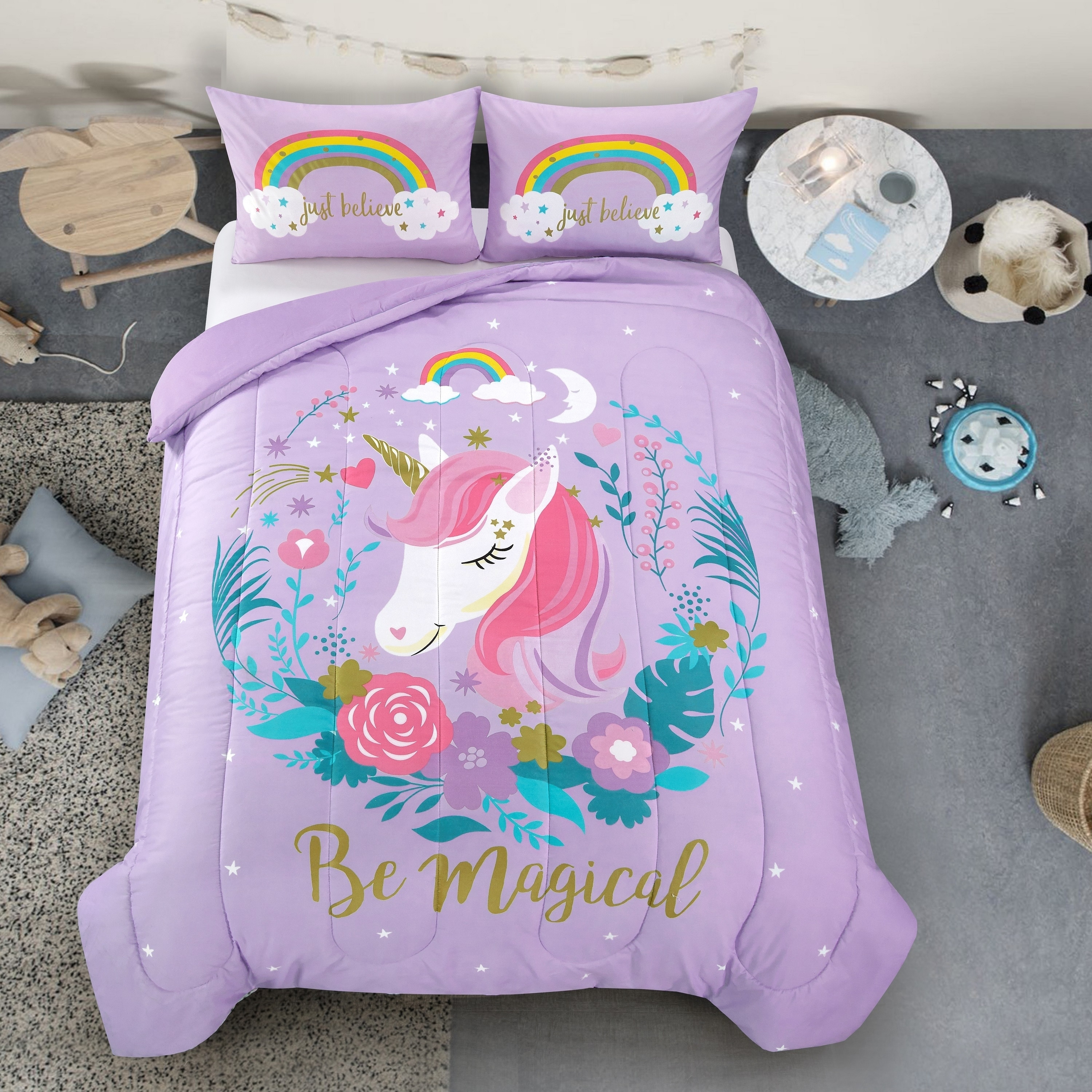 Blue unicorn comforter best sale