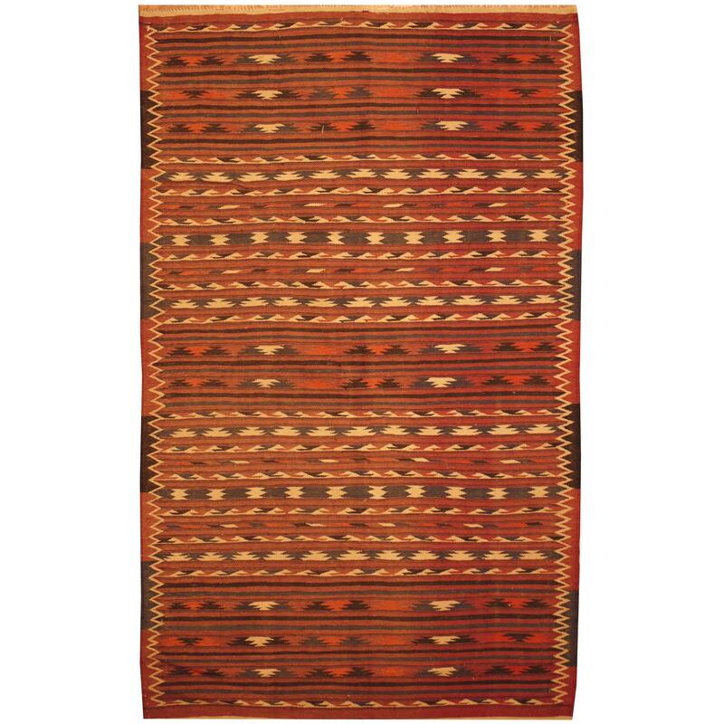 Handmade One-of-a-Kind Wool Kilim (Afghanistan) - 4' x 6'4