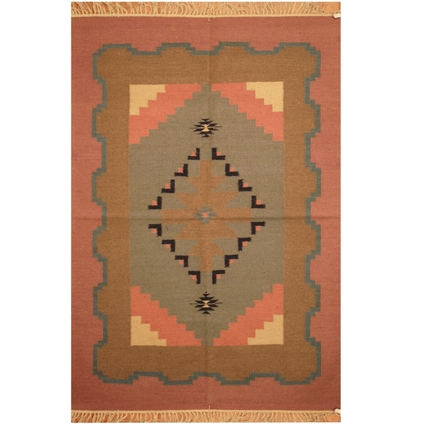 Handmade Wool Kilim (India) - 4'2 x 6'1