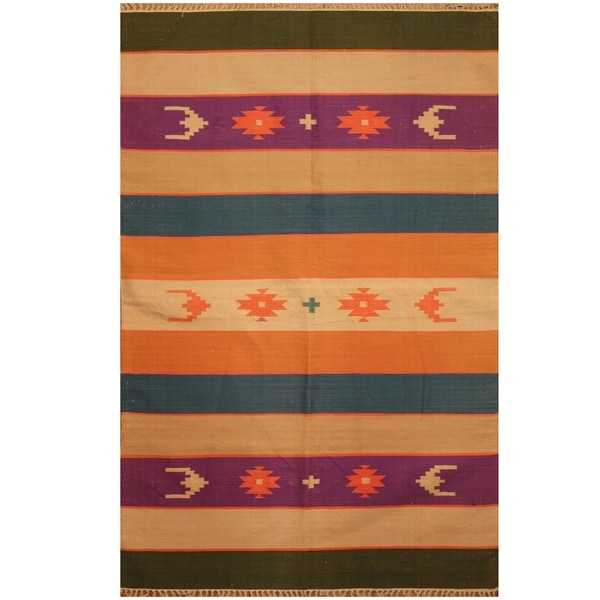 Handmade Wool Kilim (India) - 3'10 x 6'