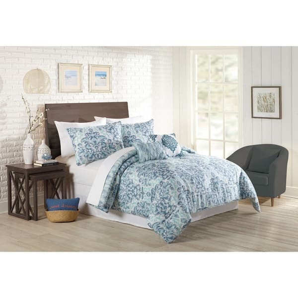 Shop Mary Jane Farm Watercolor Medallion Queen Comforter Set 5
