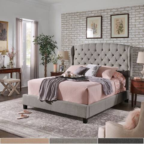 Copper Grove Kalynivka Adjustable Tufted Wingback Bed